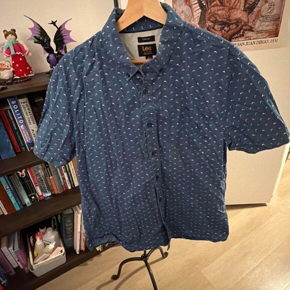 Lee Other - Lee Stretch Blue Printed Button-Up Shirt Men's Large